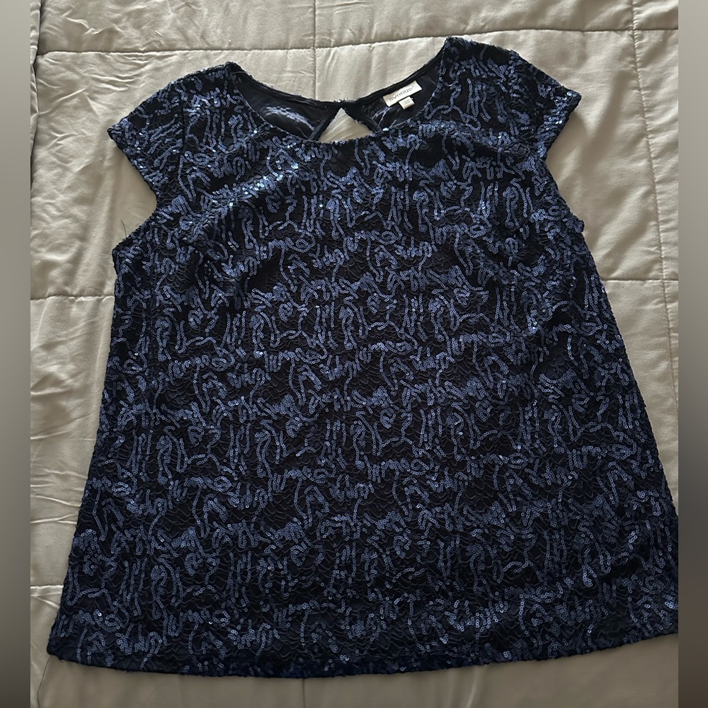 Avenue Navy sequined top